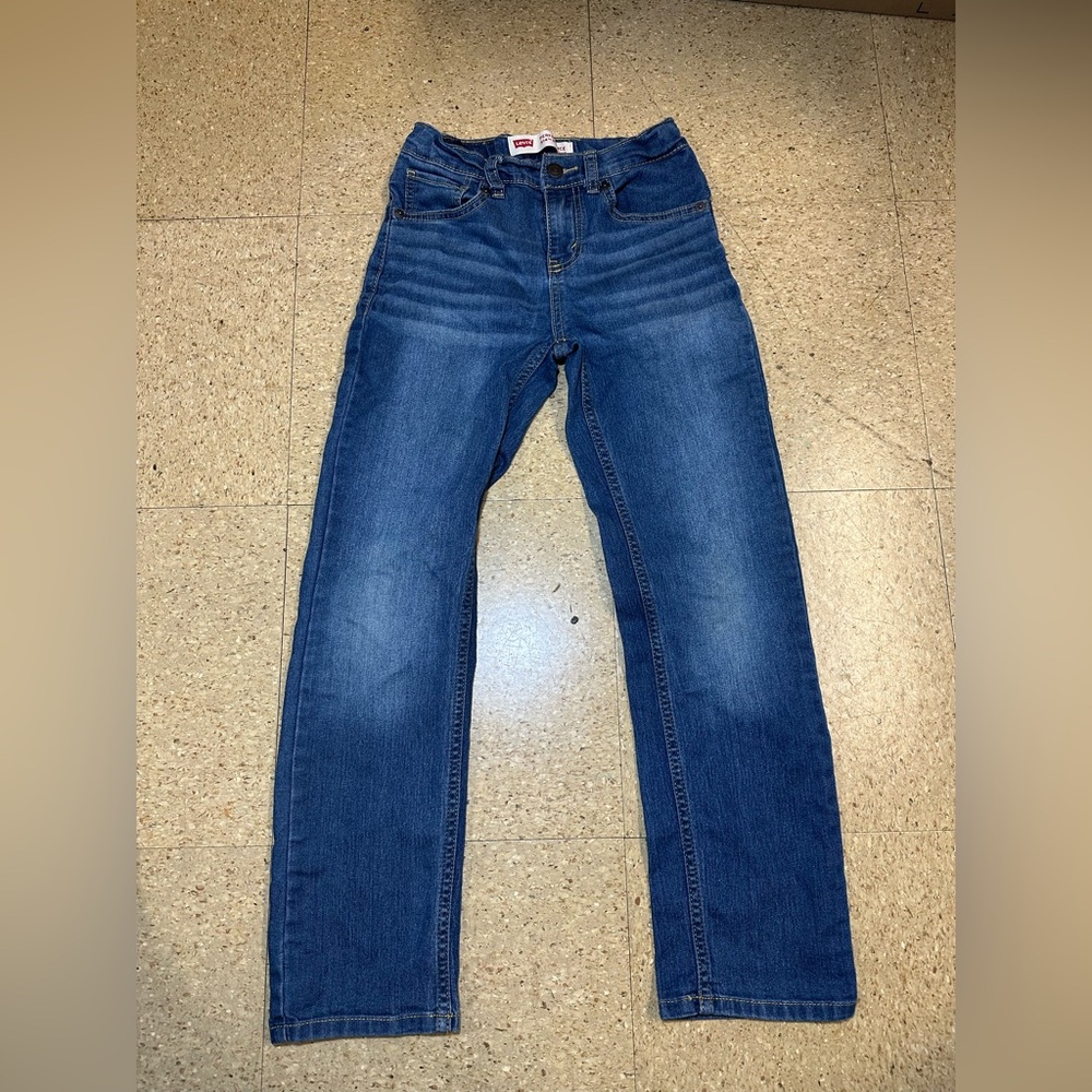 Levis Boys 514 Straight Medium Wash Blue Denim Jeans‎ Adj Waist Sz 10 Tag 25x26